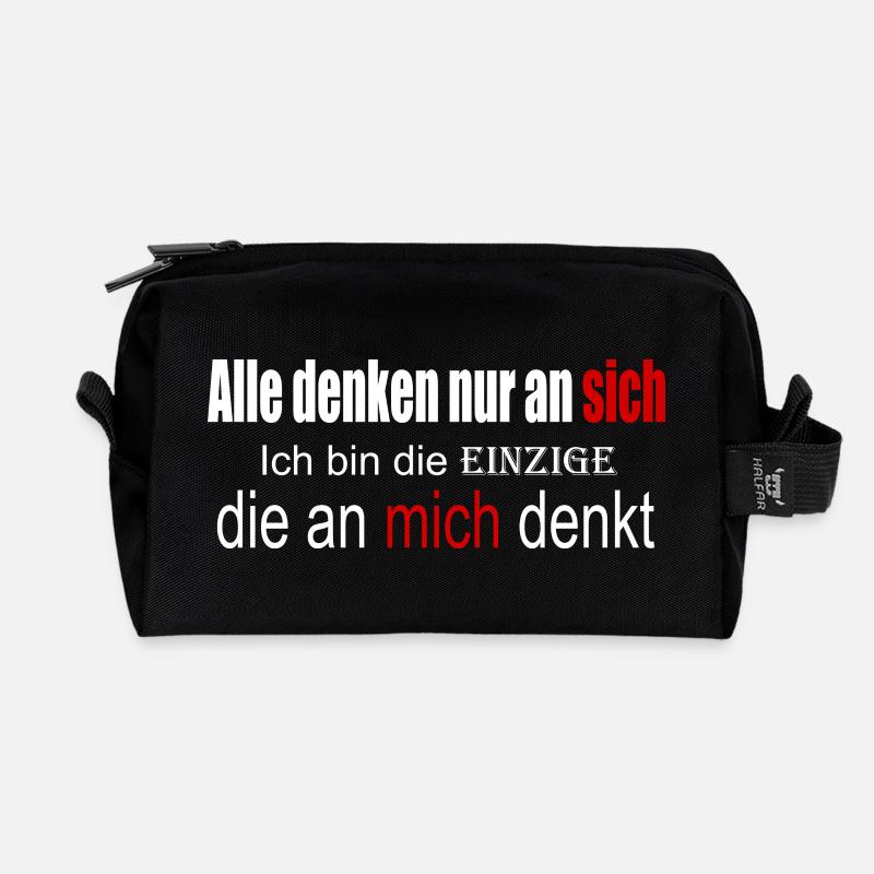 Alle denken nur an sich - Recycelte Kulturtasche - Schwarz
