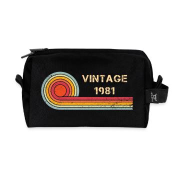 Vintage 1981 Geburtstag Retro Design - Recycelte Kulturtasche - Schwarz - Vorne
