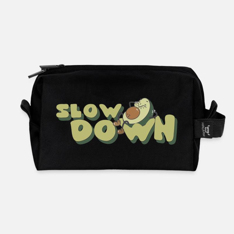 slow down relax avocado retro positive - Recycelte Kulturtasche - Schwarz