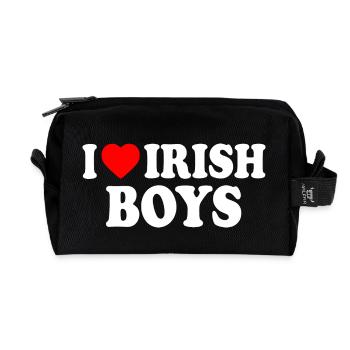 I love irish boys - Recycled Toiletry Zip Bag - black - Front