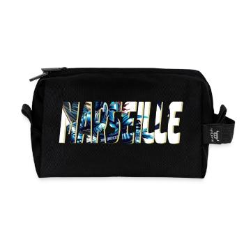 Marseille design stylisé BD - Trousse de toilette en tissu recyclé - noir - Devant