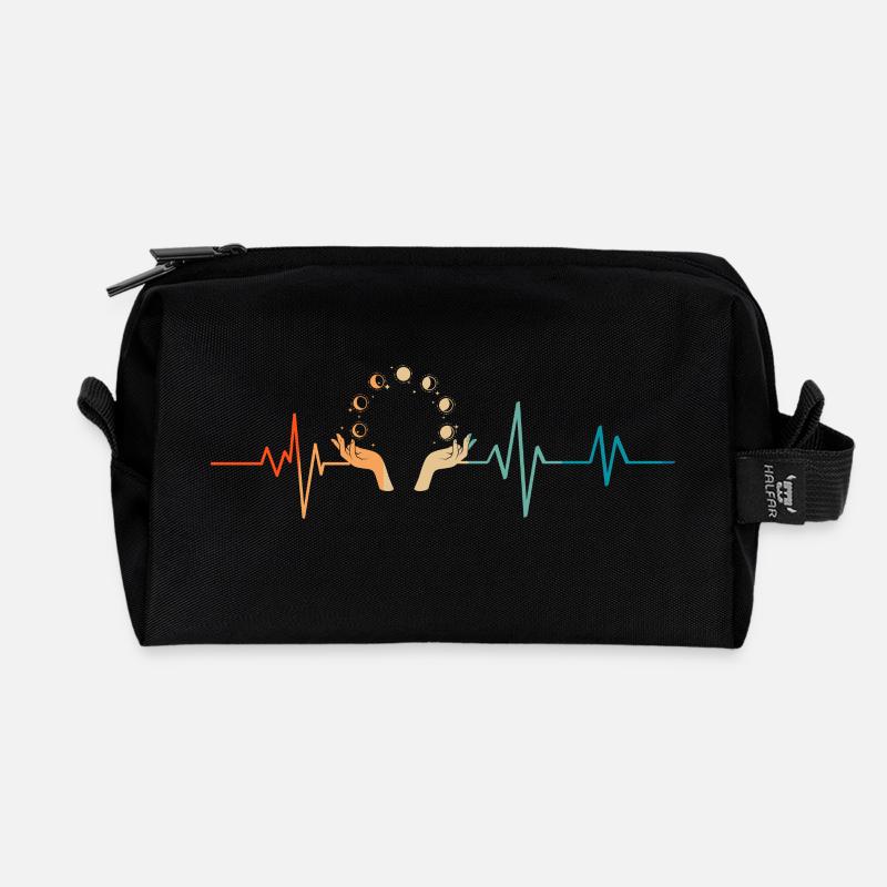 Retro-Herzschlag-Mondphasen - Recycelte Kulturtasche - Schwarz