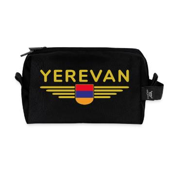 Yerevan Design – Experience Armenia - Recycled Toiletry Zip Bag - black - Front