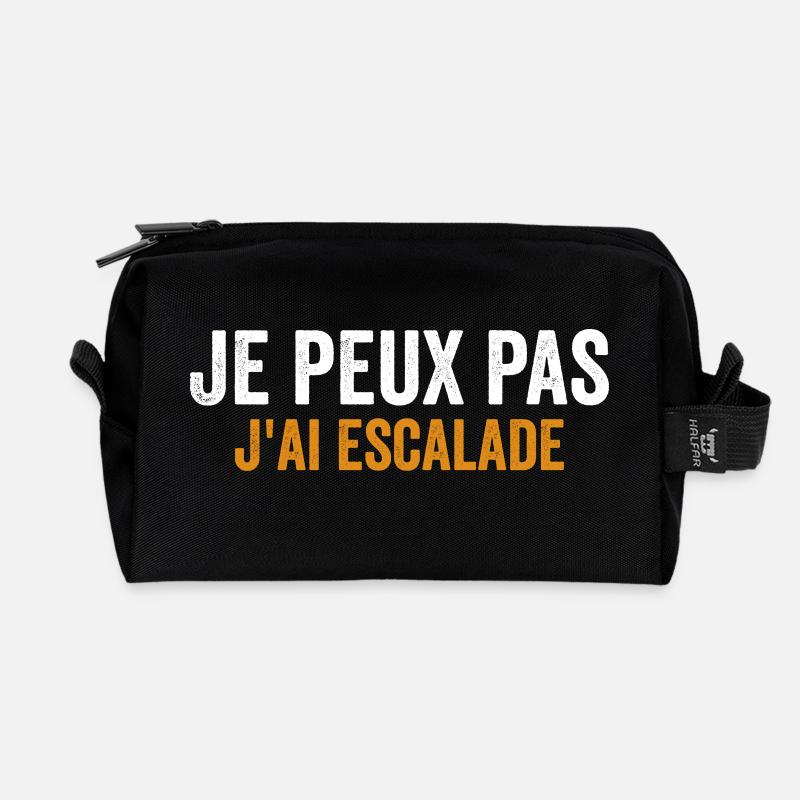 auf einen Felsen klettern Ich kann nicht Ich bin geklettert - Recycelte Kulturtasche - Schwarz