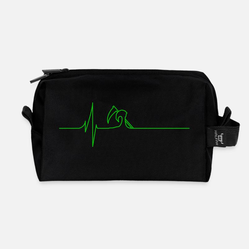 Electrocardiogram - Death - Green - Recycled Toiletry Zip Bag - black