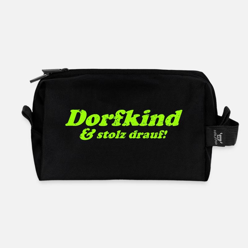 Dorfkind und stolz drauf! - Recycelte Kulturtasche - Schwarz