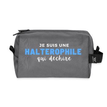 Ripping weightlifter - Recycled Toiletry Zip Bag - anthracite - Front