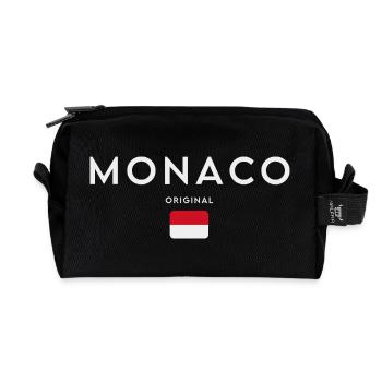 Drapeau monégasque, fierté monégasque - Trousse de toilette en tissu recyclé - noir - Devant