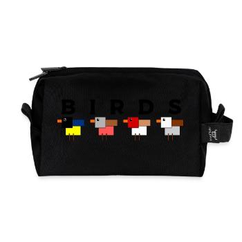 Oiseaux des jardins - Trousse de toilette en tissu recyclé - noir - Devant
