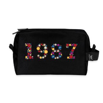 Fleurs 1987 - Trousse de toilette en tissu recyclé - noir - Devant