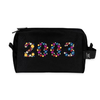 Fleurs 2003 - Trousse de toilette en tissu recyclé - noir - Devant