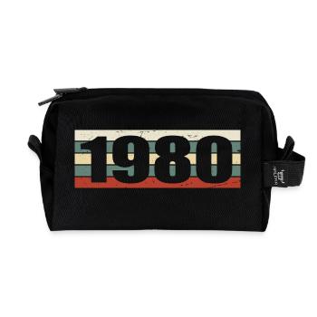 1980 Jahrgang 1980 Geschenk 1980 Geburtstag 1980 - Recycelte Kulturtasche - Schwarz - Vorne