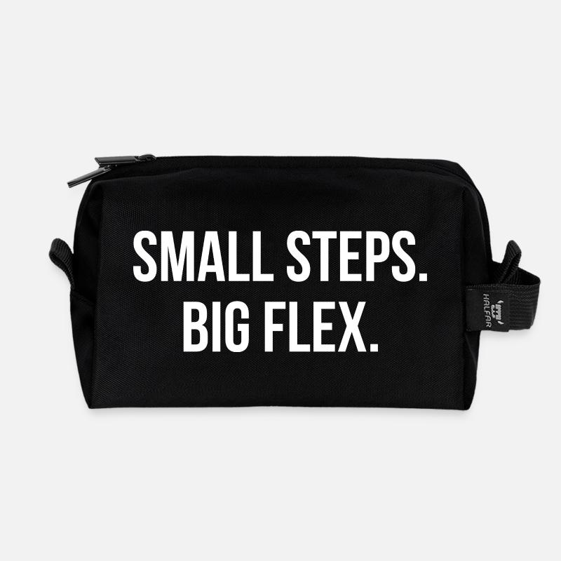 SMALL STEPS.BIG FLEX. | Greyline Official - Recycelte Kulturtasche - Schwarz
