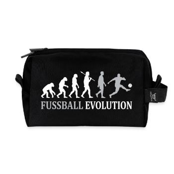 Évolution du football – Du singe au footballeur - Trousse de toilette en tissu recyclé - noir - Devant