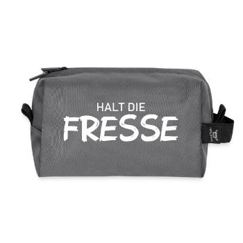 Halt die Fresse - Cooler Spruch - Recycelte Kulturtasche - Anthrazit - Vorne