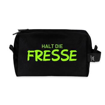 Halt die Fresse - Cooler Spruch - Recycelte Kulturtasche - Schwarz - Vorne