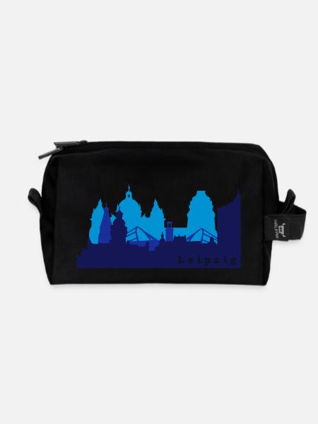 Leipzig Skyline - Recycled Toiletry Zip Bag - black