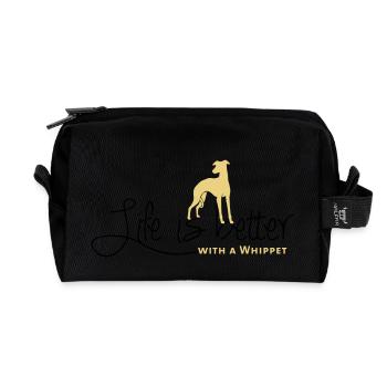 Life is better - Whippet - Recycled Toiletry Zip Bag - black - Front