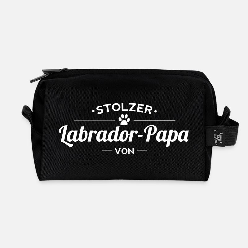 Labrador-Papa Wunschname - Recycelte Kulturtasche - Schwarz
