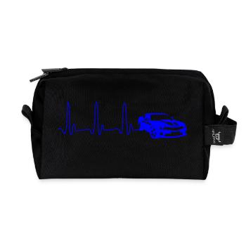 ECG HEART LINE AUTO blue - Recycled Toiletry Zip Bag - black - Front