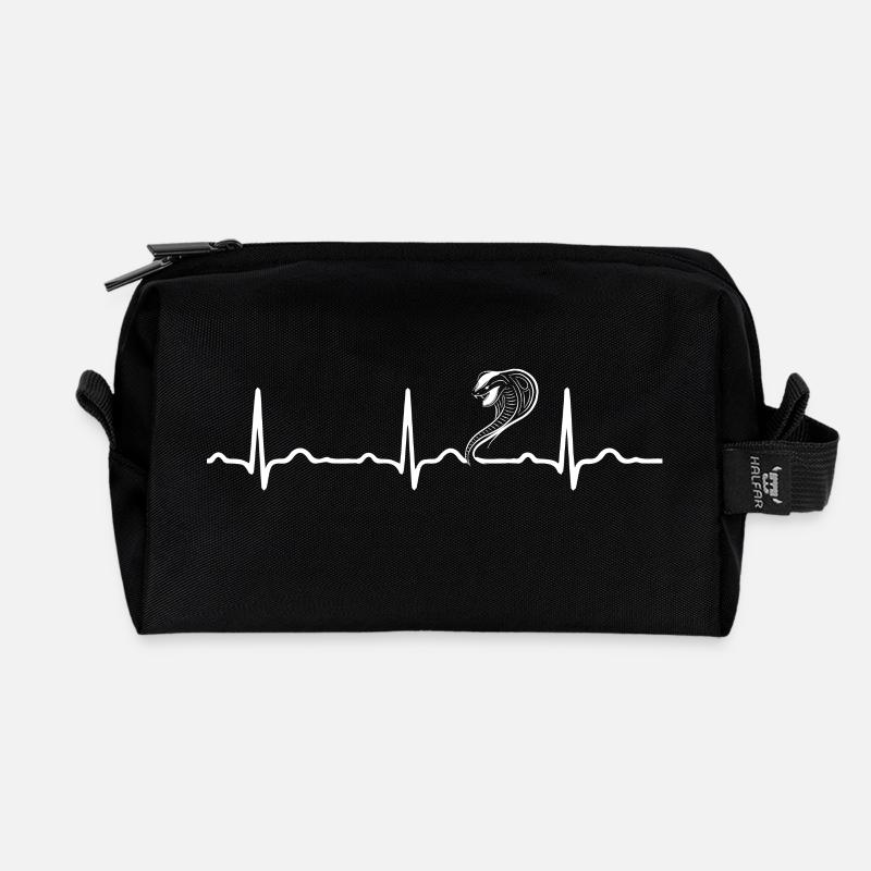 GESCHENK - EKG HERZLINIE COBRA SCHLANGE Whithe - Recycelte Kulturtasche - Schwarz
