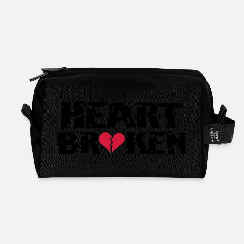Heart <3Broken - Recycled Toiletry Zip Bag - black