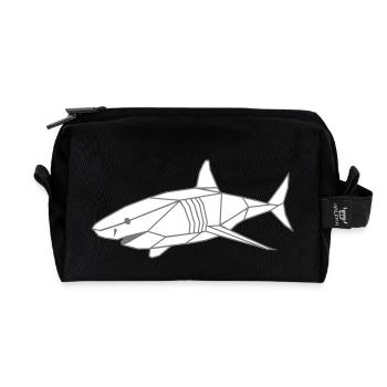 polygones requin - Trousse de toilette en tissu recyclé - noir - Devant