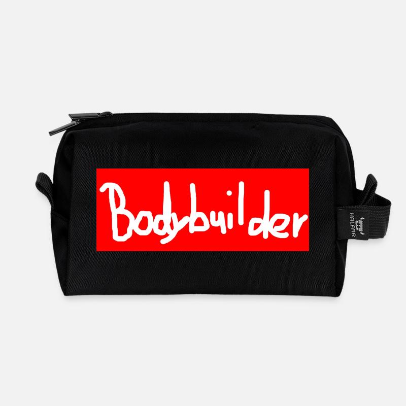 Bodybuilder lettering - Recycled Toiletry Zip Bag - black
