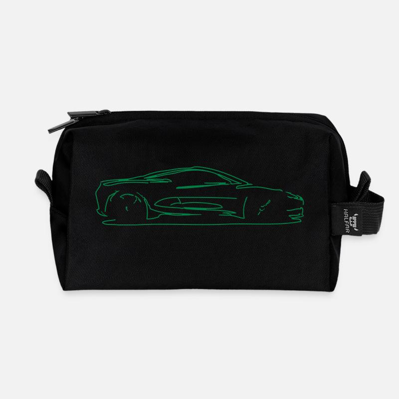 car sketch - Recycled Toiletry Zip Bag - black