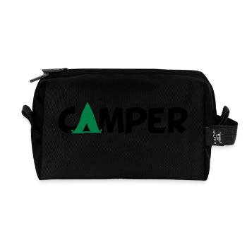 camp , camping, camping , caravan, trekking , hiki - Recycelte Kulturtasche - Schwarz - Vorne