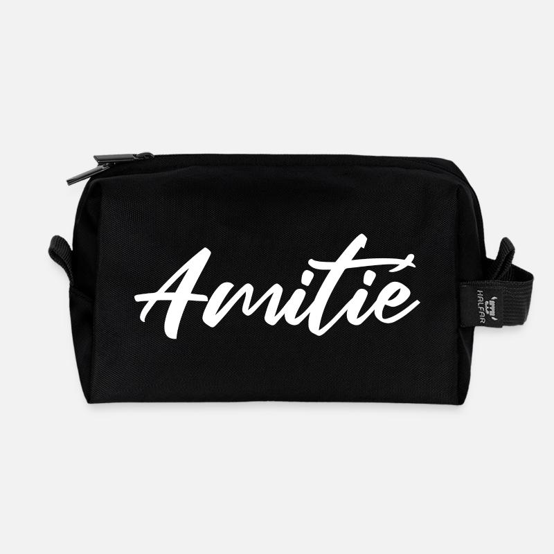 Freundschafts-Elegante Schrift - Recycelte Kulturtasche - Schwarz