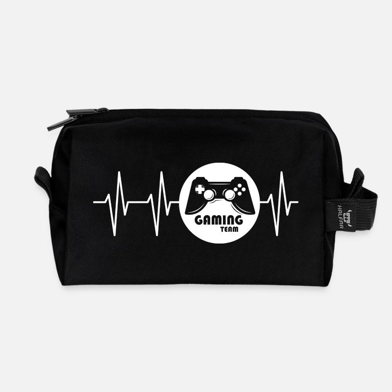 puls gaming Herzschlag Controller Symbol gamer - Recycelte Kulturtasche - Schwarz