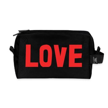 HERZ. HERZ. VALENTINSTAG. LIEBE. LIEBE. PAAR. - Recycelte Kulturtasche - Schwarz - Vorne