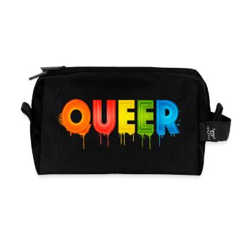 Typographie queer Mois de la fierté Égalité des droits LGBTQ - Trousse de toilette en tissu recyclé - noir - Devant