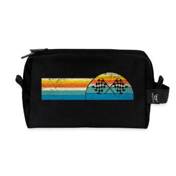 Drapeau de course Drapeau symbole icône Voitures Illustration - Trousse de toilette en tissu recyclé - noir - Devant
