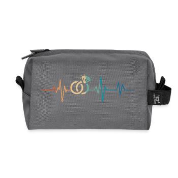 Battement de coeur rétro anneaux de mariage - Trousse de toilette en tissu recyclé - anthracite - Devant