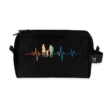 Battement de coeur rétro famille - Trousse de toilette en tissu recyclé - noir - Devant