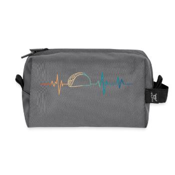 Heartbeat retro tacos - Recycled Toiletry Zip Bag - anthracite - Front