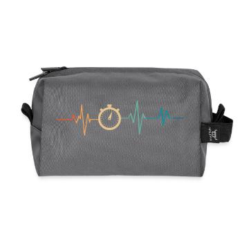 Heartbeat Retro Stoppuhr - Recycelte Kulturtasche - Anthrazit - Vorne