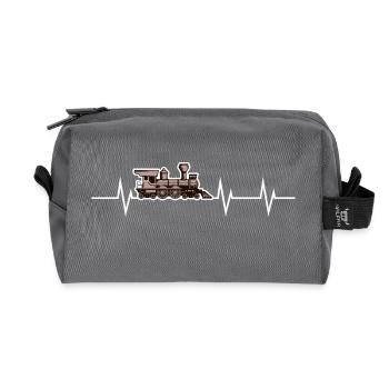 Steam locomotive heartbeat - Recycled Toiletry Zip Bag - anthracite - Front