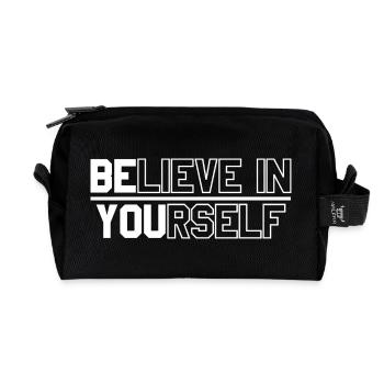 Motivational text design for self-confidence - Recycled Toiletry Zip Bag - black - Front