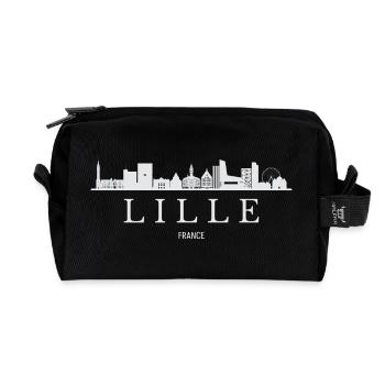Lille Skyline, Lille France - Trousse de toilette en tissu recyclé - noir - Devant