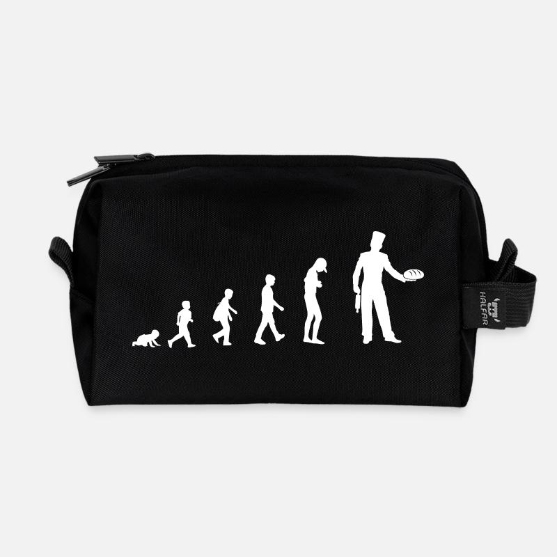 Evolution zum Bäcker - Recycelte Kulturtasche - Schwarz