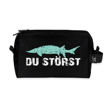 funny disturbing motif and saying - Recycled Toiletry Zip Bag - black - Front