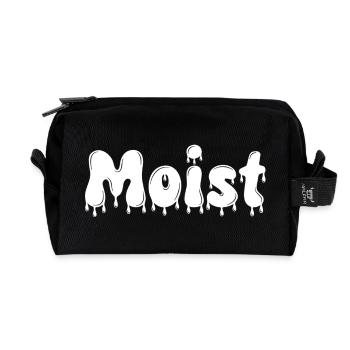 Moist Dripping Text - Recycled Toiletry Zip Bag - black - Front