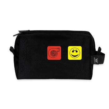 Auto+Turbo=Smile - Recycelte Kulturtasche - Schwarz - Vorne