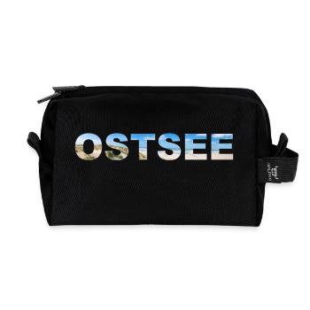 Baltic Sea lettering panorama - Recycled Toiletry Zip Bag - black - Front