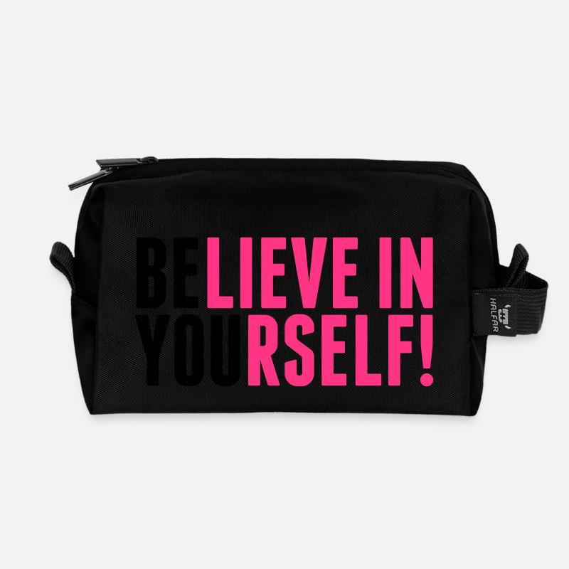 believe in yourself - be you - Recycelte Kulturtasche - Schwarz