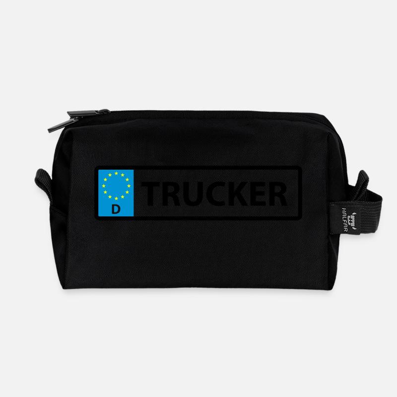 Nummernschild Trucker - Recycelte Kulturtasche - Schwarz