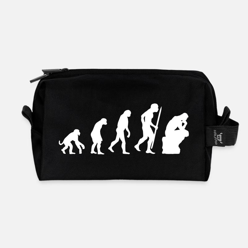Évolution du penseur philosophie philosophe drôle - Trousse de toilette en tissu recyclé - noir